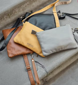 Genuine Leather Terry Wrist Clutch