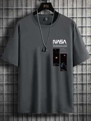 Men Slogan Graphic Tee