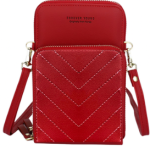 3-Pocket Crossbody Bag with V-Stitch Detail - Image 2