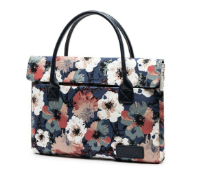 Laptop Tote bag - Blue - Waterproof Floral Canvas