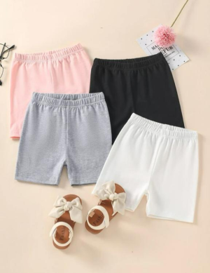 Toddler Girls 4pcs Solid Biker Shorts