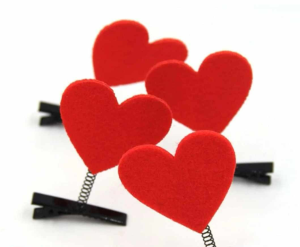 Red heart hair clips