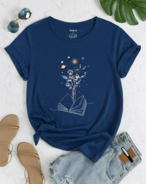 Floral And Galaxy Print Tee