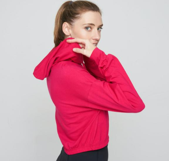 Ladies Long Sleeve Cropped Hoodie Top - Image 3