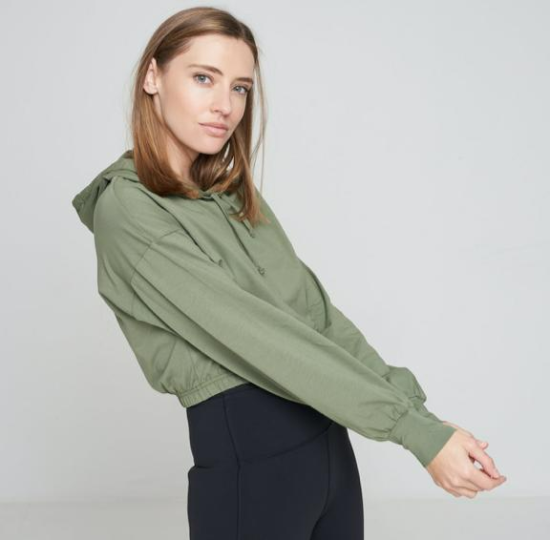 Ladies Long Sleeve Cropped Hoodie Top