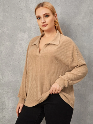 Plus Drop Shoulder Solid Sweatshirt