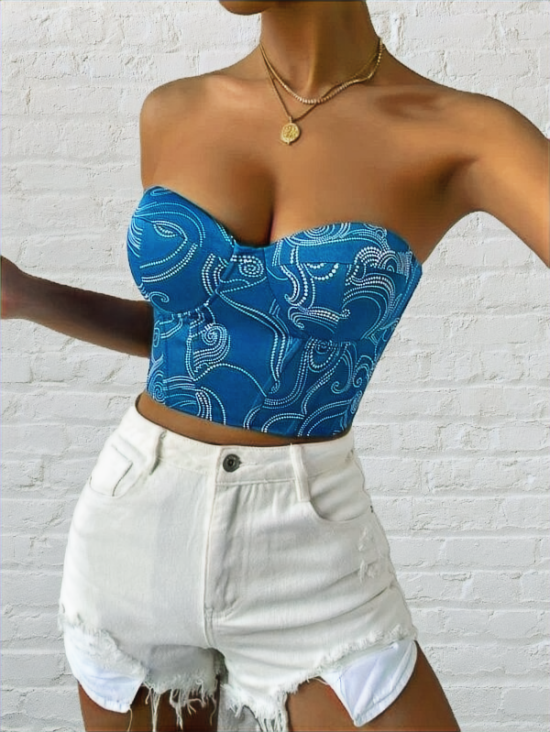 Lace Up Back Bustier Tube Top