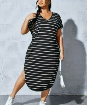 Plus Dress Black stripes
