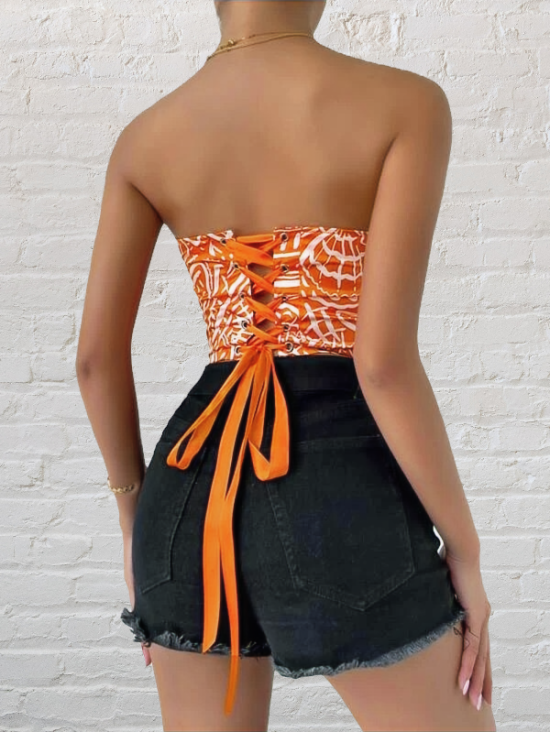 Lace Up Back Bustier Tube Top - Image 3