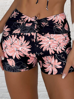 Floral Print Tie Front Bikini Bottom