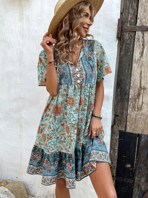 Floral Print Smock Dress