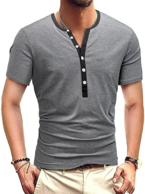 Men Half Button Tee