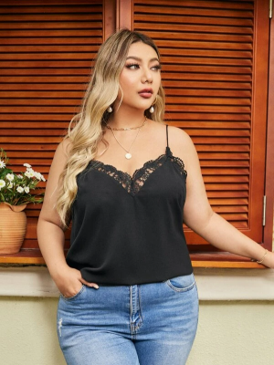 Plus Lace Cami Top Black