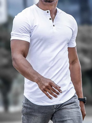 Men tee Half Button