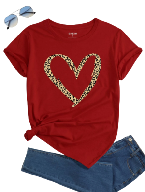 LUNE Heart & Leopard Print Tee