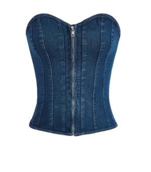 Zip Up Tube Denim Top