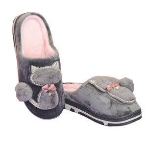 Ladies fluffy novelty cat slippers