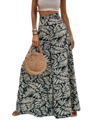 Ladies Tropical Print Wide Leg Pants