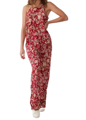 International Brands Ladies Red Floral Jumpsuit - MNG