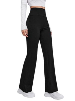 EZwear - Wide Waistband Flare Leg Pants
