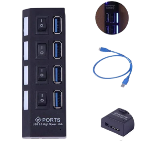4-Port SuperSpeed USB 3.0 Hub with Individual On/Off Switches