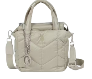 US Polo Association Quilted Beige Logo Sling Bag with Handle