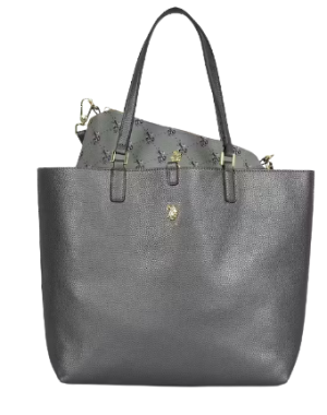 US Polo Association 3-in-1 Reversible Medium PU Tote Shopper Bag with Sling