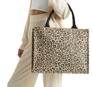 Stylerie - Cheetah Print Hessian Handbag