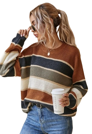 Plus Color Block Drop Shoulder Sweater Without Blouse