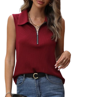 LUNE Half Zip Tank Top