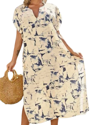 Blue and white tunic dress
