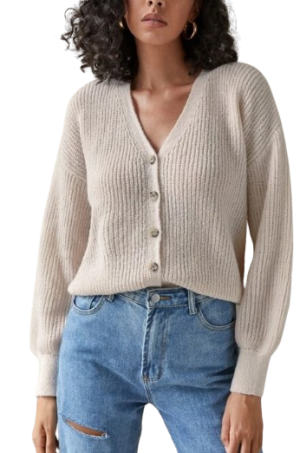Button Front Drop Shoulder Cardigan