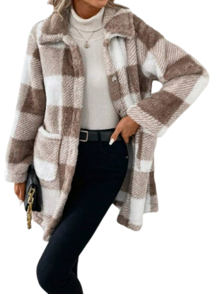 Frenchy Women's Plaid Plush Regular Jacket