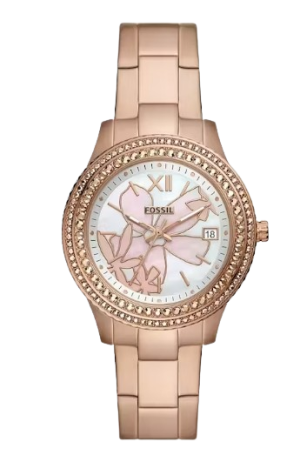 Ladies Three-Hand Date Rose Gold-Tone Stainless Steel Watch