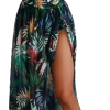 Swim Tropical Print Cut Out Halter One Piece Swimsuit With Beach Skirt