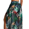 Swim Tropical Print Cut Out Halter One Piece Swimsuit With Beach Skirt - Image 2