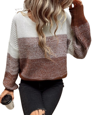 Color Block Drop Shoulder Sweater