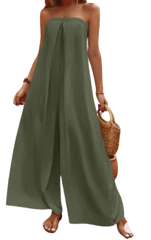 Solid Wide Leg Tube Jumpsuit