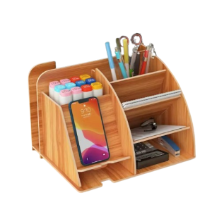 Multifunctional Wooden Desk and Stationery Organiser