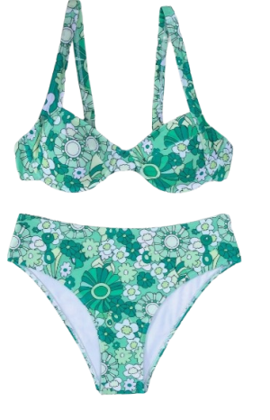 Summer Beach Floral Print Knot Back Underwire Bikini Set