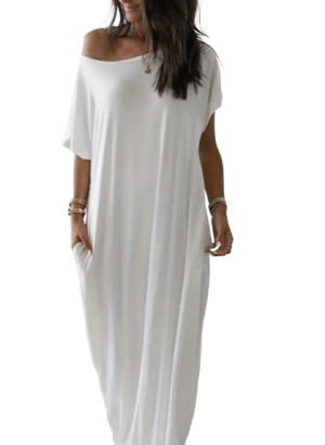 Shoulder Pocket Dress Vacation Style