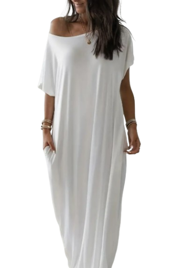 Shoulder Pocket Dress Vacation Style