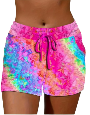 Tie-Dye Print Women's Stretch Shorts