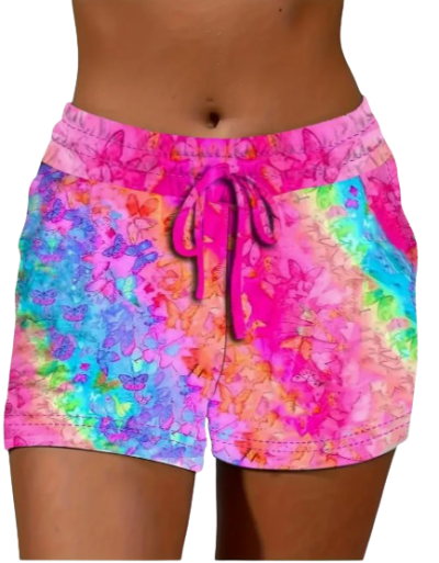 Tie-Dye Print Women's Stretch Shorts