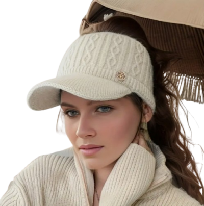 Women'S Knit Ponytail Visor Hat