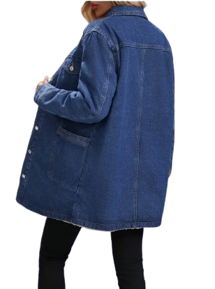 Women's Elegant Fleece-Lined Denim Jacket - Image 3